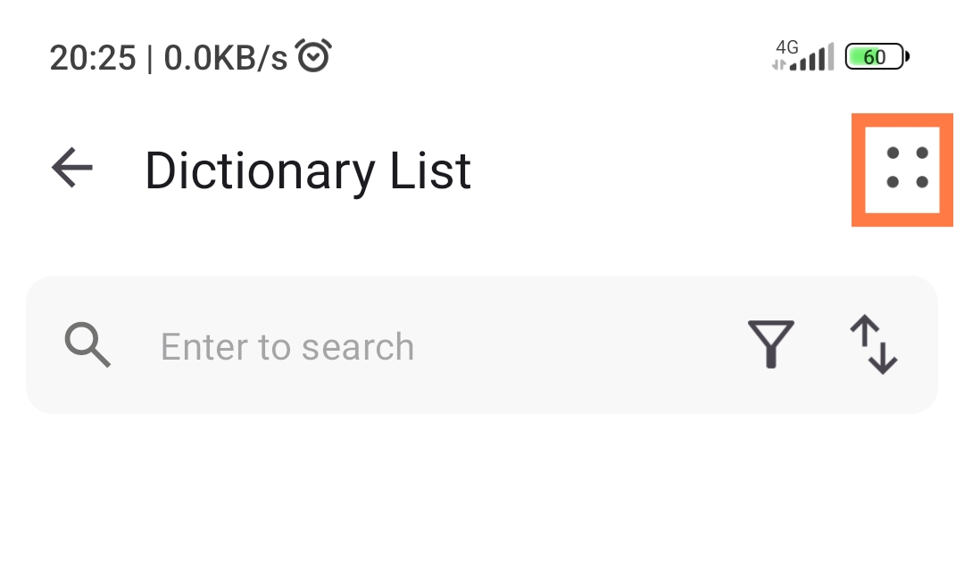 Dictionary List Menu